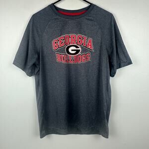 Champion Mens Georgia Bulldogs Logo College Crewneck Heather Grey T-Shirt Medium